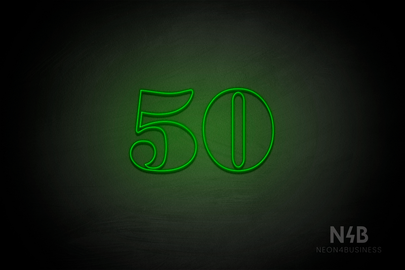 Number "50" (Bodoni Libre font) - LED neon sign