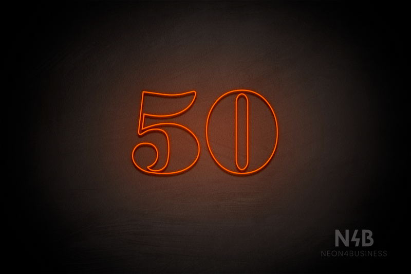 Number "50" (Bodoni Libre font) - LED neon sign