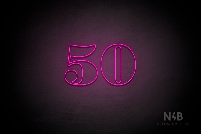 Number "50" (Bodoni Libre font) - LED neon sign