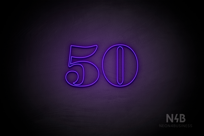 Number "50" (Bodoni Libre font) - LED neon sign