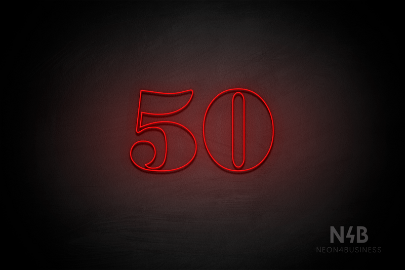 Number "50" (Bodoni Libre font) - LED neon sign