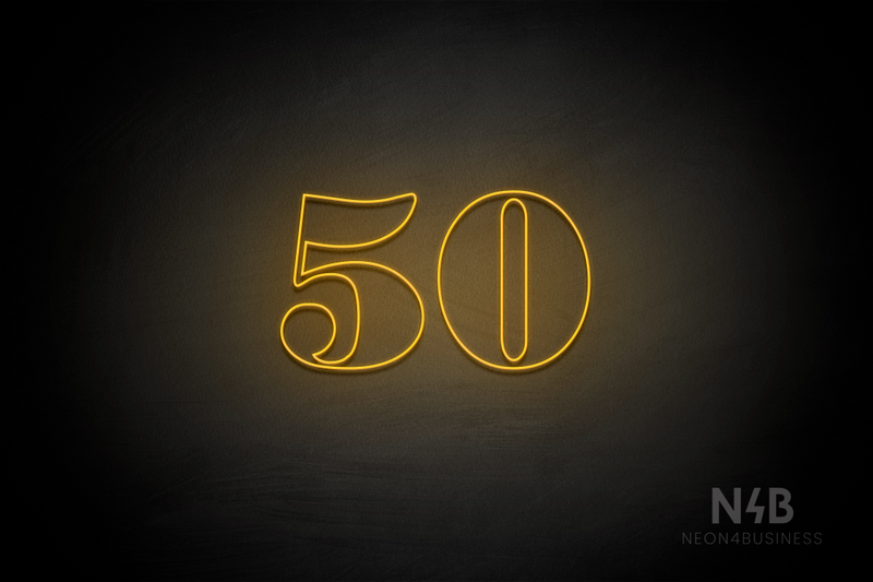 Number "50" (Bodoni Libre font) - LED neon sign