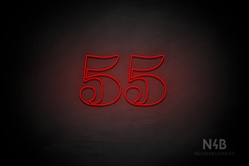 Number "55" (Bodoni Libre font) - LED neon sign