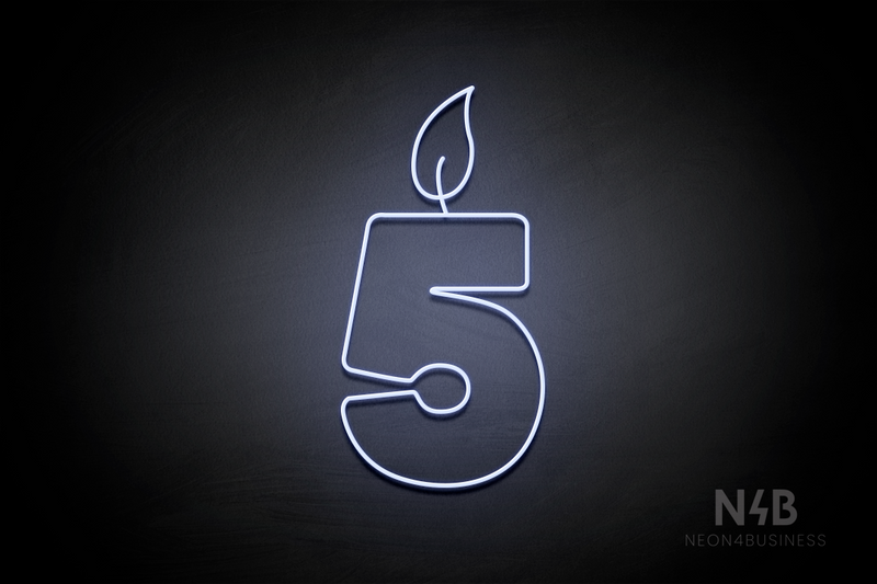 Number "5" (candle shape, custom font) - LED neon sign