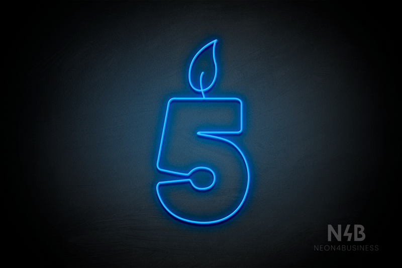 Number "5" (candle shape, custom font) - LED neon sign