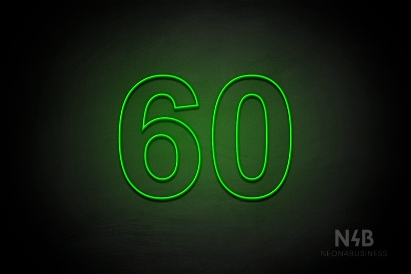 Number "60" (Arial font) - LED neon sign