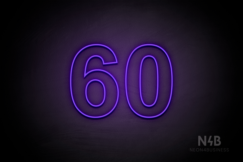 Number "60" (Arial font) - LED neon sign