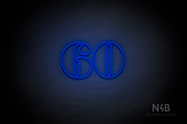 Number "60" (Bodoni Libre font) - LED neon sign