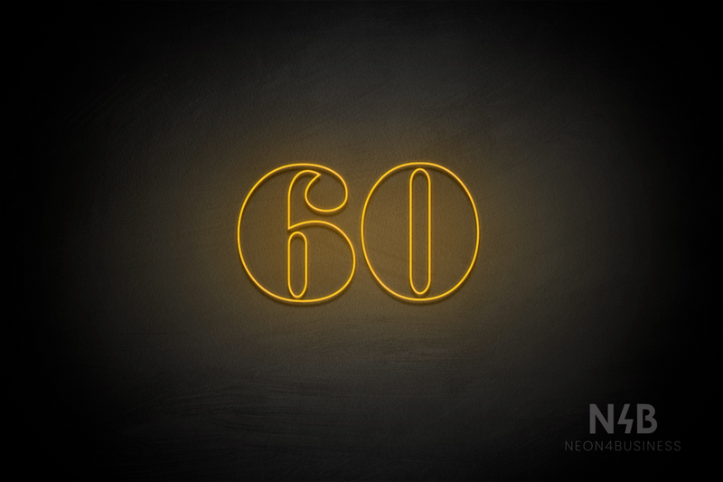 Number "60" (Bodoni Libre font) - LED neon sign