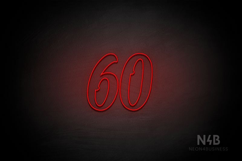 Number "60" (Charming font) - LED neon sign