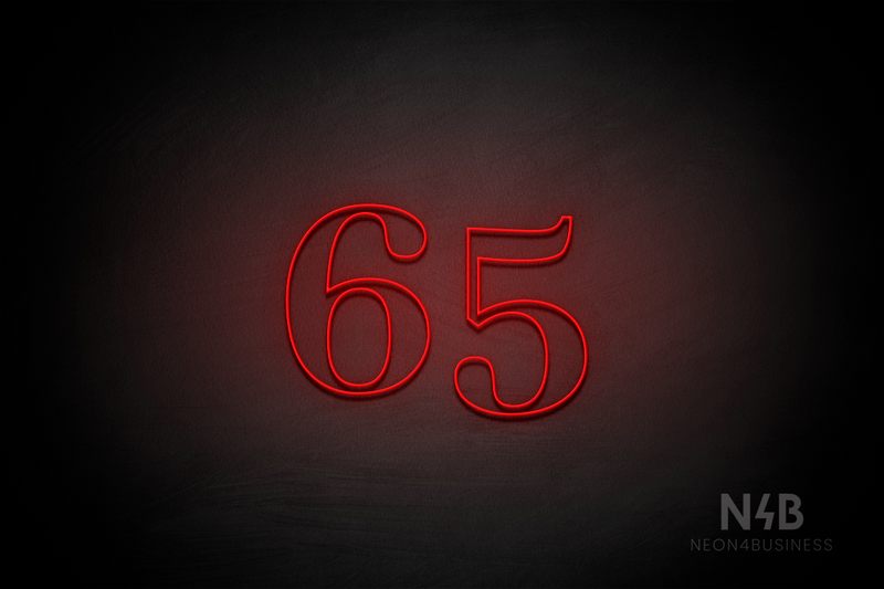 Number "65" (World font) - LED neon sign