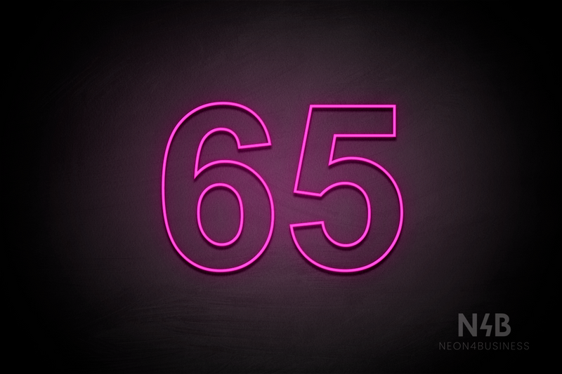Number "65" (Arial font) - LED neon sign