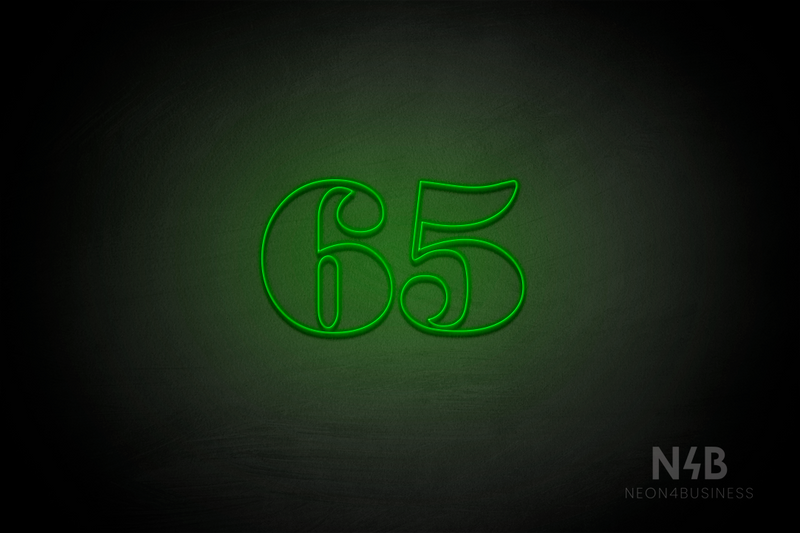 Number "65" (Bodoni Libre font) - LED neon sign