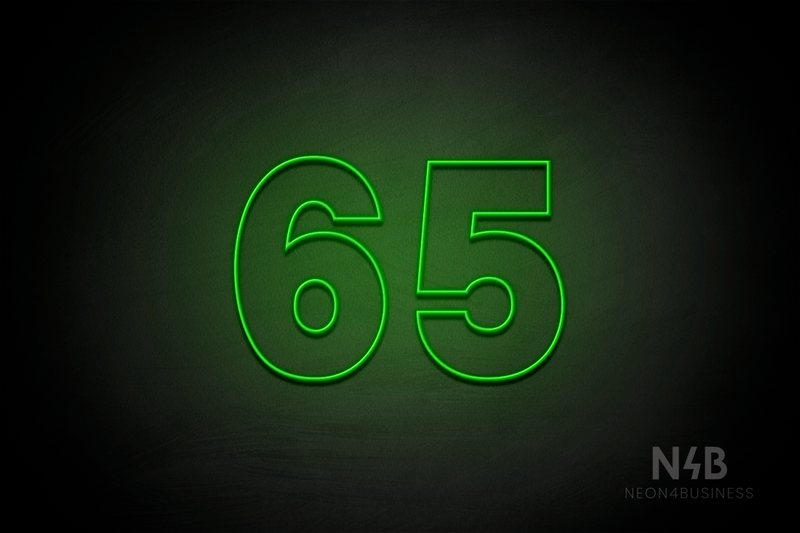 Number "65" (Roletta font) - LED neon sign