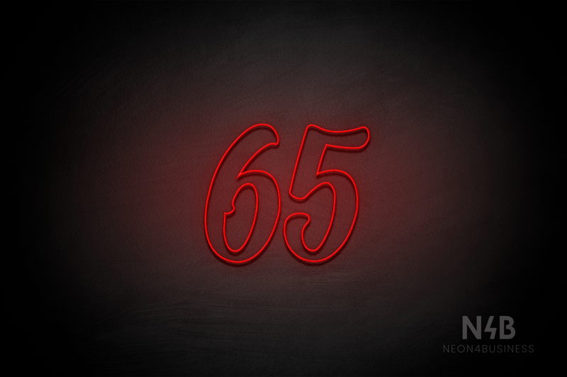 Number "65" (Charming font) - LED neon sign