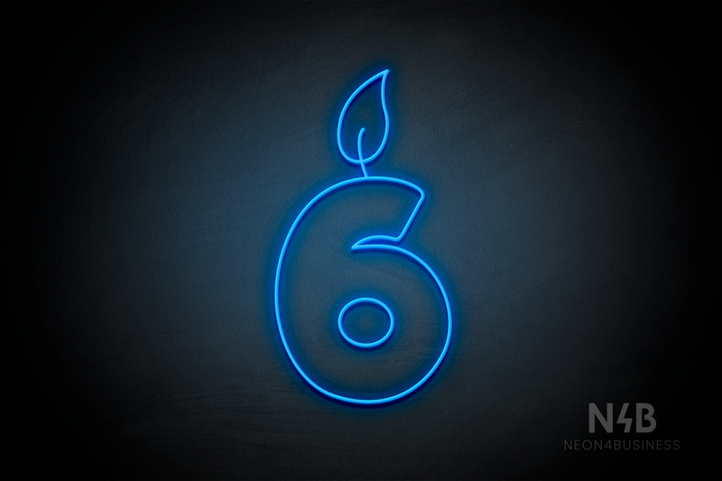 Number "6" (candle shape, custom font) - LED neon sign