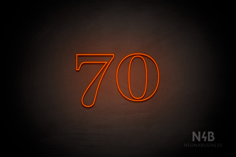 Number "70" (World font) - LED neon sign