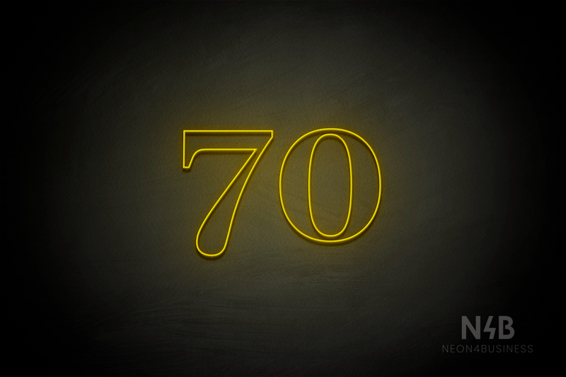 Number "70" (World font) - LED neon sign