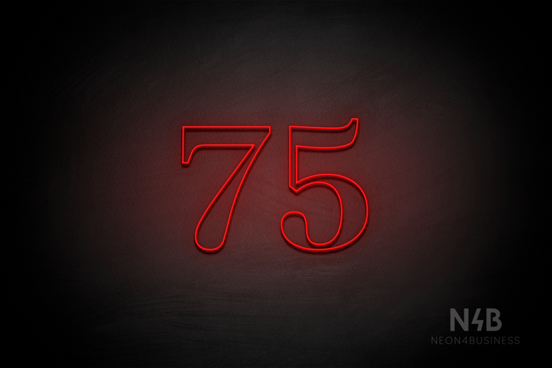 Number "75" (World font) - LED neon sign