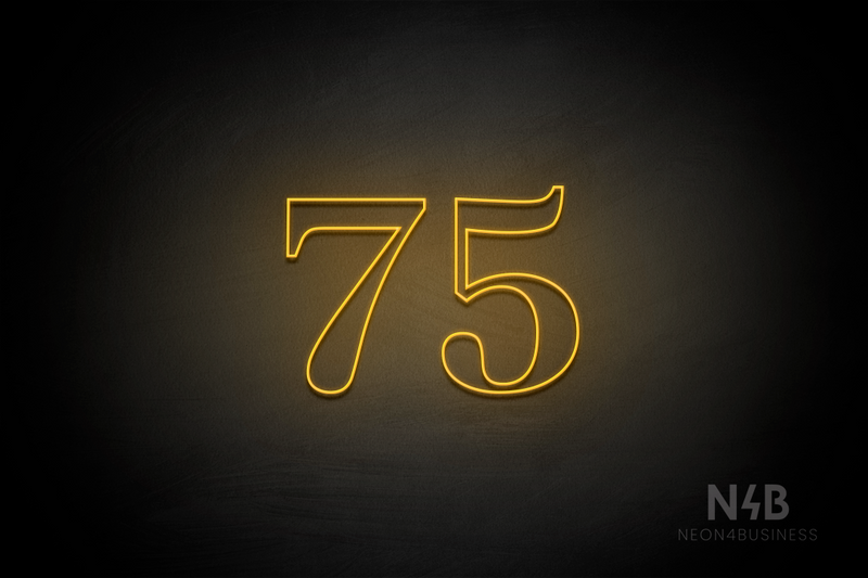 Number "75" (World font) - LED neon sign
