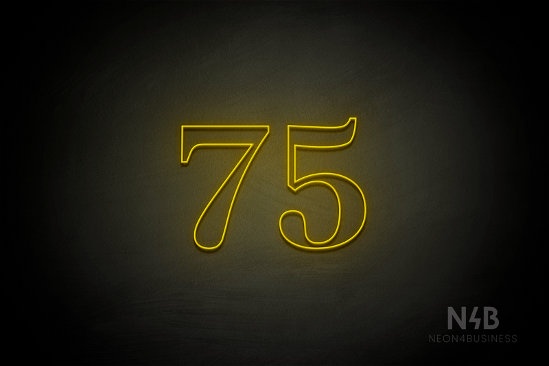 Number "75" (World font) - LED neon sign