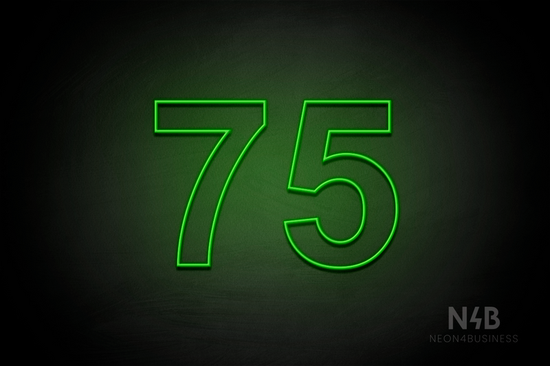 Number "75" (Arial font) - LED neon sign