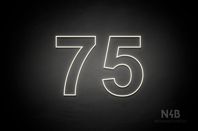 Number "75" (Arial font) - LED neon sign