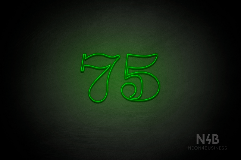 Number "75" (Bodoni Libre font) - LED neon sign