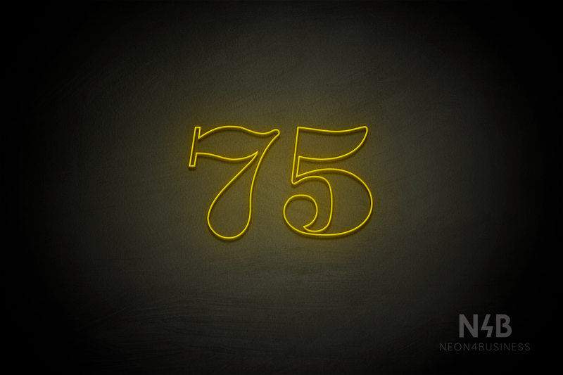 Number "75" (Bodoni Libre font) - LED neon sign