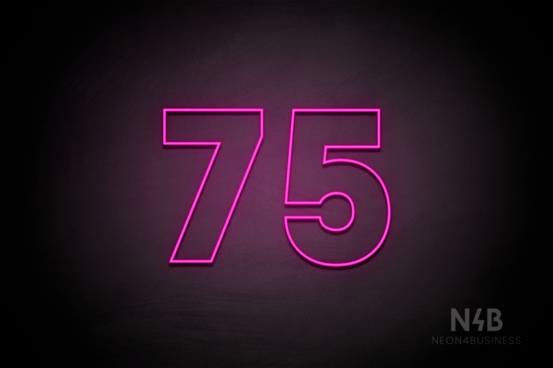 Number "75" (Roletta font) - LED neon sign