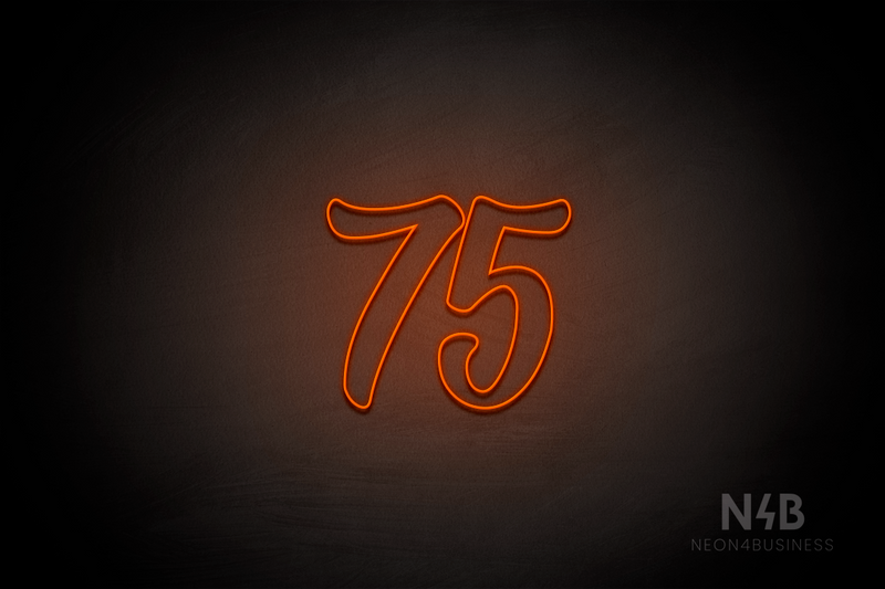 Number "75" (Charming font) - LED neon sign