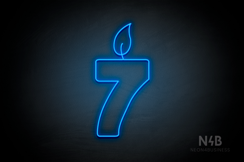 Number "7" (candle shape, custom font) - LED neon sign