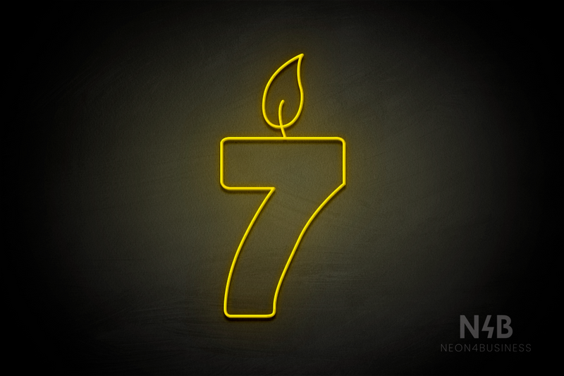 Number "7" (candle shape, custom font) - LED neon sign