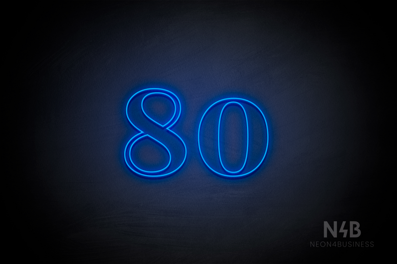 Number "80" (World font) - LED neon sign