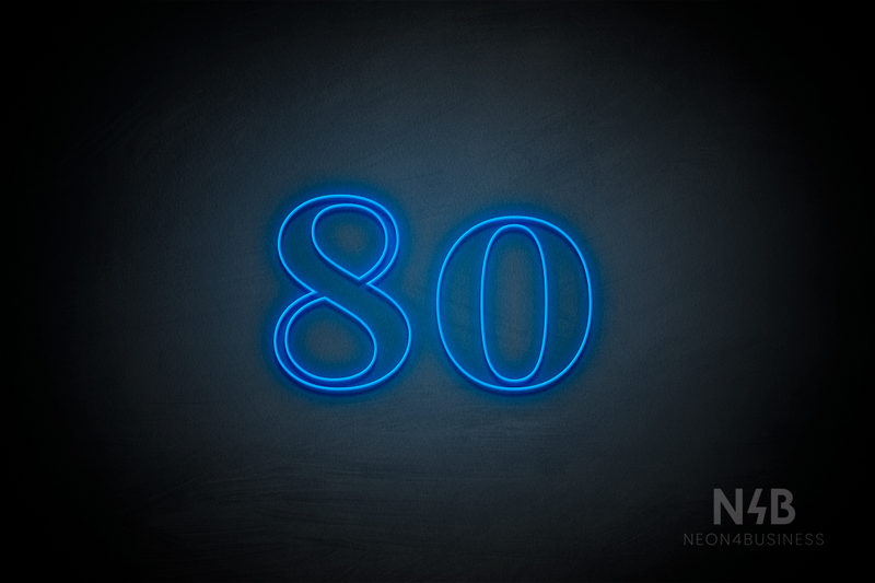 Number "80" (World font) - LED neon sign