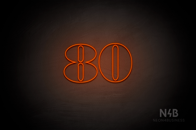Number "80" (Bodoni Libre font) - LED neon sign