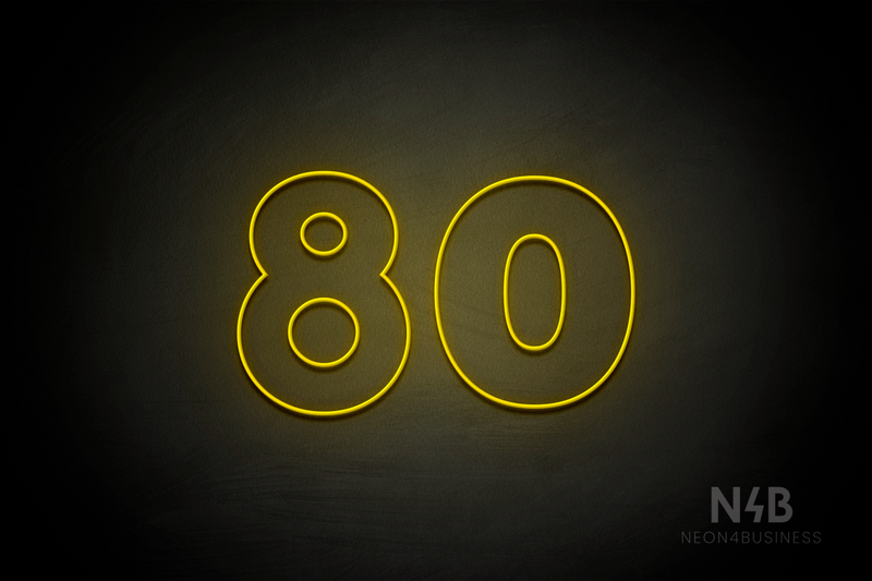 Number "80" (Roletta font) - LED neon sign