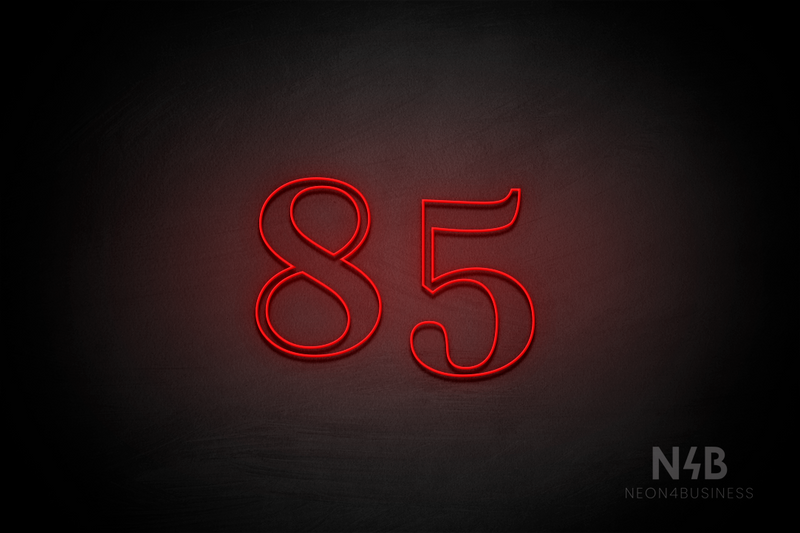 Number "85" (World font) - LED neon sign