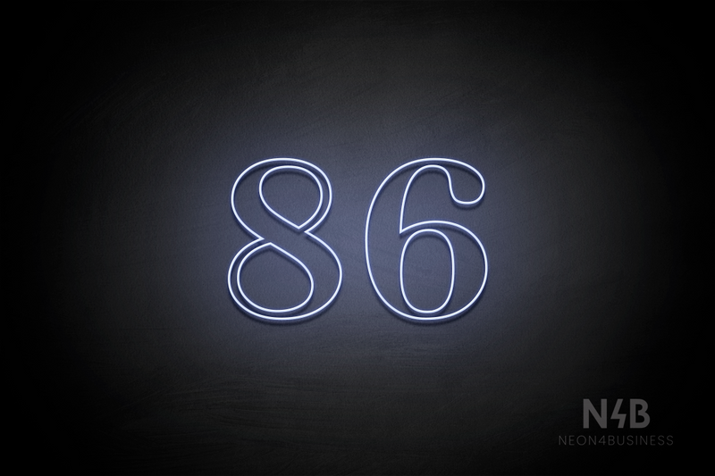 Number "86" (World font) - LED neon sign