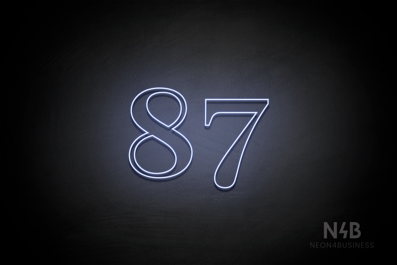Number "87" (World font) - LED neon sign