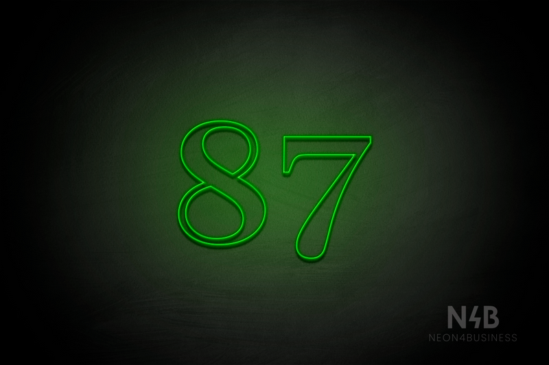 Number "87" (World font) - LED neon sign