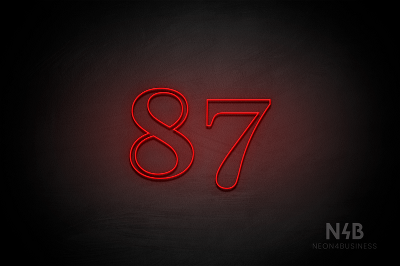 Number "87" (World font) - LED neon sign