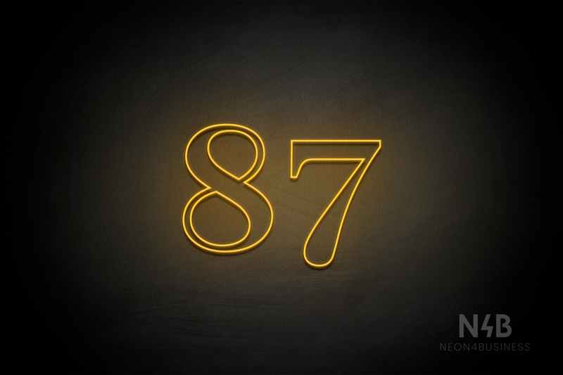 Number "87" (World font) - LED neon sign