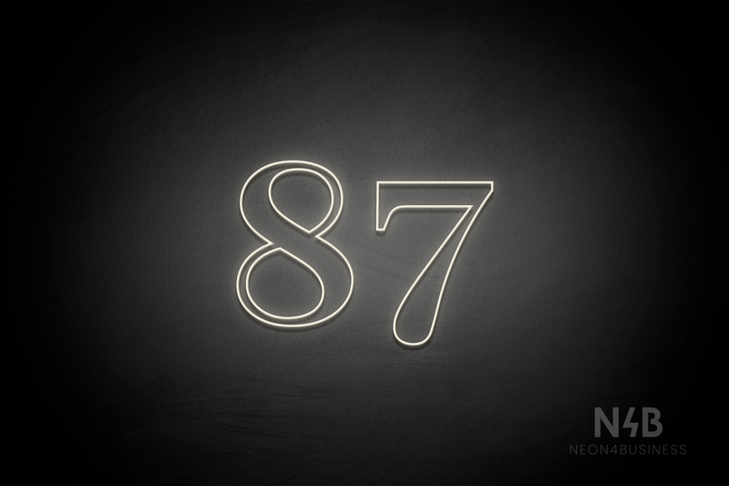 Number "87" (World font) - LED neon sign