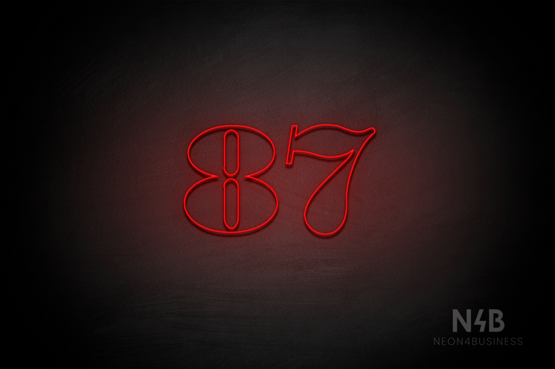 Number "87" (Bodoni Libre font) - LED neon sign
