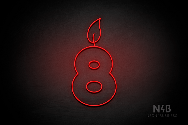 Number "8" (candle shape, custom font) - LED neon sign