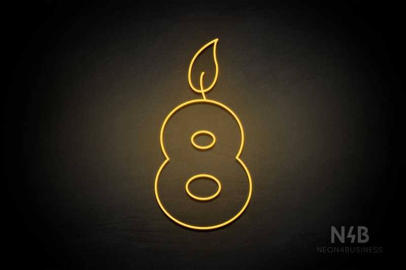 Number "8" (candle shape, custom font) - LED neon sign