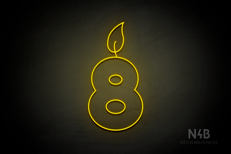 Number "8" (candle shape, custom font) - LED neon sign