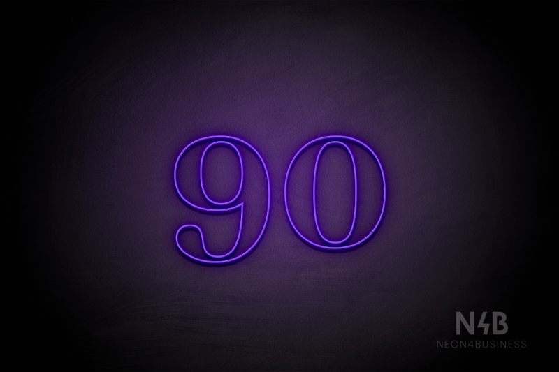 Number "90" (World font) - LED neon sign