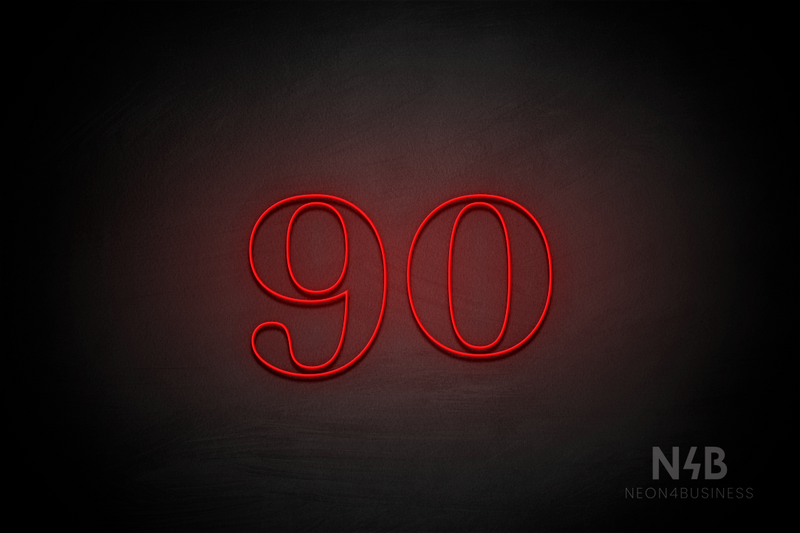 Number "90" (World font) - LED neon sign